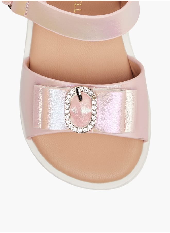 Flora Bella By Shoexpress Girls Embellished Strap Sandals With Hook And Loop Closure  - Image 3