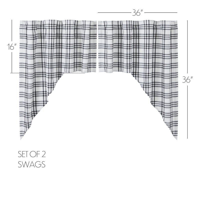 في أتش سي براندز VHC Brands Sawyer Mill Plaid Swag Black 36x36x16 مجموعة من 2 - Image 2