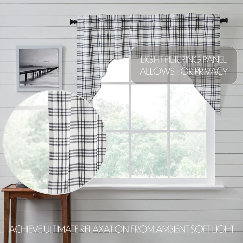 في أتش سي براندز VHC Brands Sawyer Mill Plaid Swag Black 36x36x16 مجموعة من 2 - Image 3