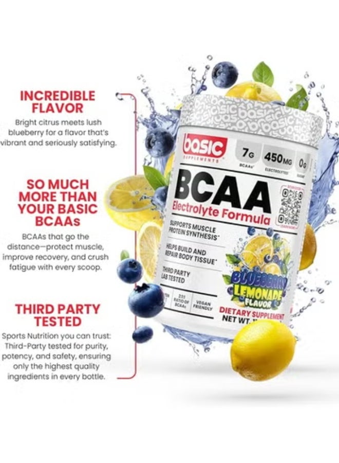 Basic Supplement BCAA Powder, Instantized Formula with 7g BCAAs, 2:1:1 Ratio, 450mg of Electrolytes, Sugar-Free, Vegan, Gluten-Free, Supports Muscle Recovery (630g) - Image 3