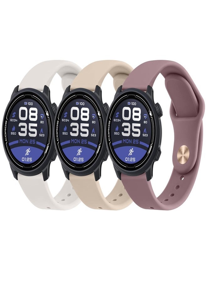 Meliya Bands for Coros Pace 2/ Apex 42mm/ Apex 2 Watch Bands, Soft Silicone Sport Strap Replacement Band for Coros Pace 2 Smart Watch (Starlight+MilkTea+SmokeViolet) - Image 1