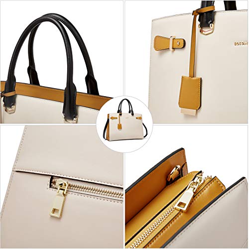 BOSTANTEN Briefcase for Women 15.6 Inch Genuine Leather Laptop Briefcase Shoulder Work Tote Bag Purse, A-beige, Large, Retro - Image 3