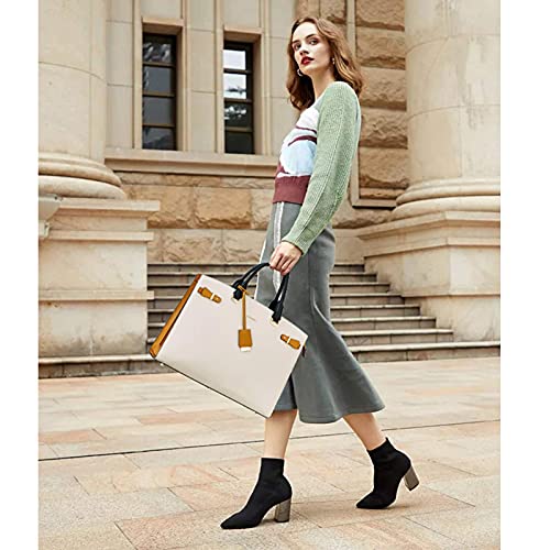 BOSTANTEN Briefcase for Women 15.6 Inch Genuine Leather Laptop Briefcase Shoulder Work Tote Bag Purse, A-beige, Large, Retro - Image 2