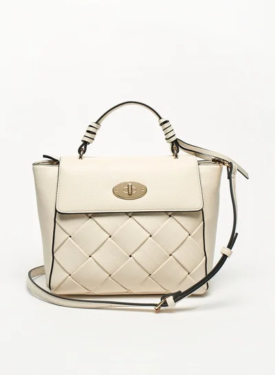 Celeste Women Textured Satchel Bag with Detachable Strap and Magnetic Closure
