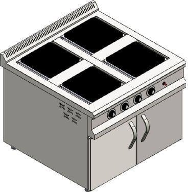 CSA Inox Karacasan Industrial Electric 4-Burner Cupboard Range Cooker  - Image 1
