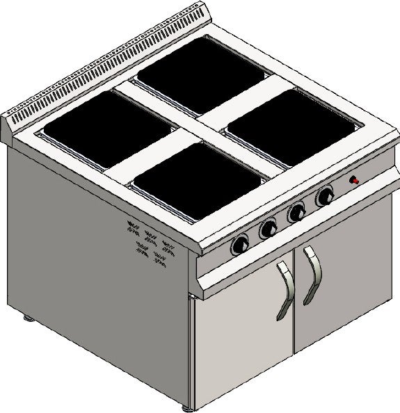 CSA Inox Karacasan Industrial Electric 4-Burner Cupboard Range Cooker  - Image 2