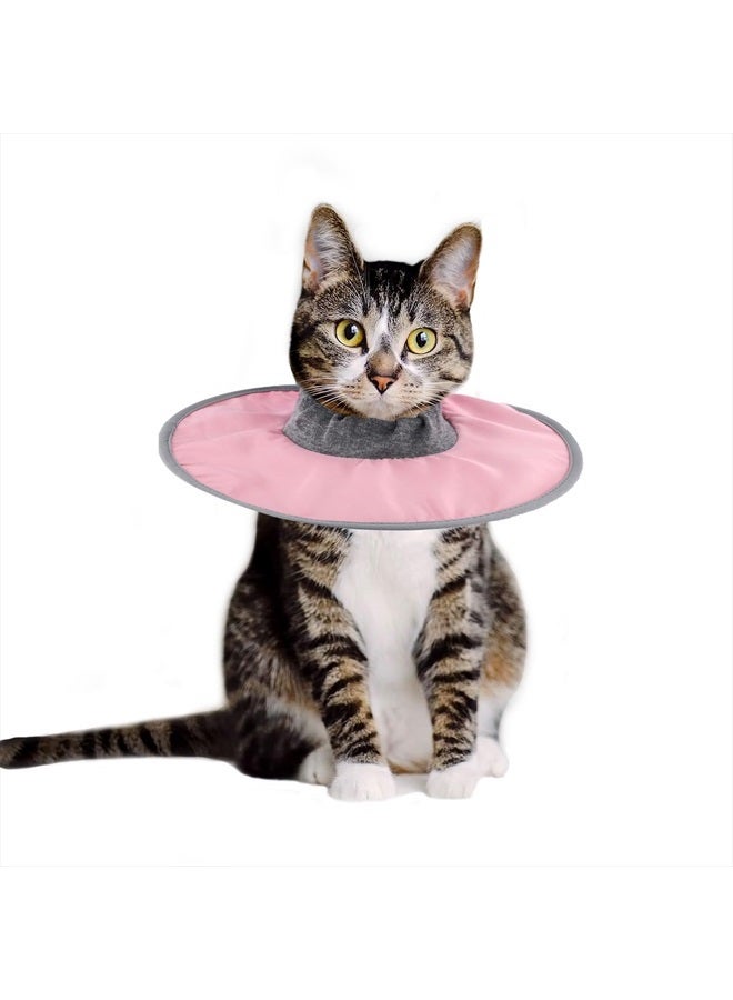 SAVITA Cat Recovery Collar Adjustable Cat Neck Protective Cat Collar Waterproof Elizabethan E Collar for Cats Kittens Puppies after Surgery to Stop Licking Wounds (Pink) - Image 1