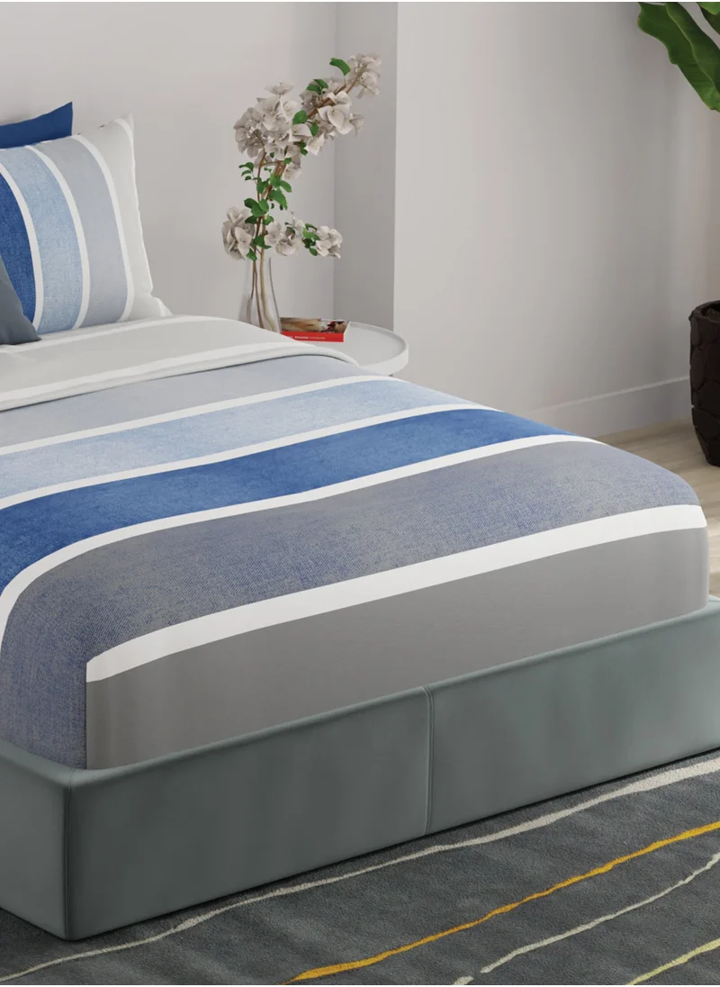 يونايتد كولورز أوف بينتيون United colors of Benetton Rainbow Navy 210 TC Fitted sheet with 2 pillow covers