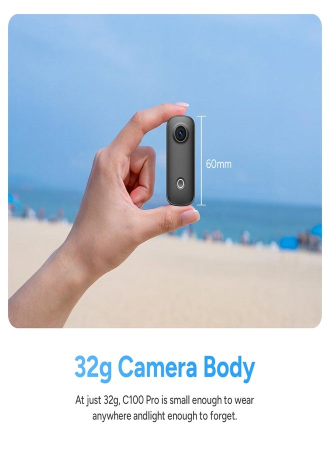 SJCAM C100PRO 4K Thumb Body Camera Standard Combo,2.5H Power,32g Light-Weight POV Camera with EIS stablization,Magnetic Wearable Action Cam for Travel,30m Waterproof Underwater,Black - Image 2