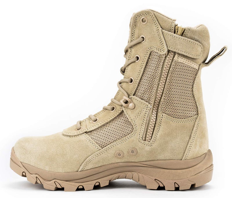 RYNO GEAR Men's Military & Tactical Boots, CoolMax Tactical Combat Military Durable Leather Work Utility Outdoor Assault Boots (Tan/Coyote), 8" Beige, 11.5 - Image 3