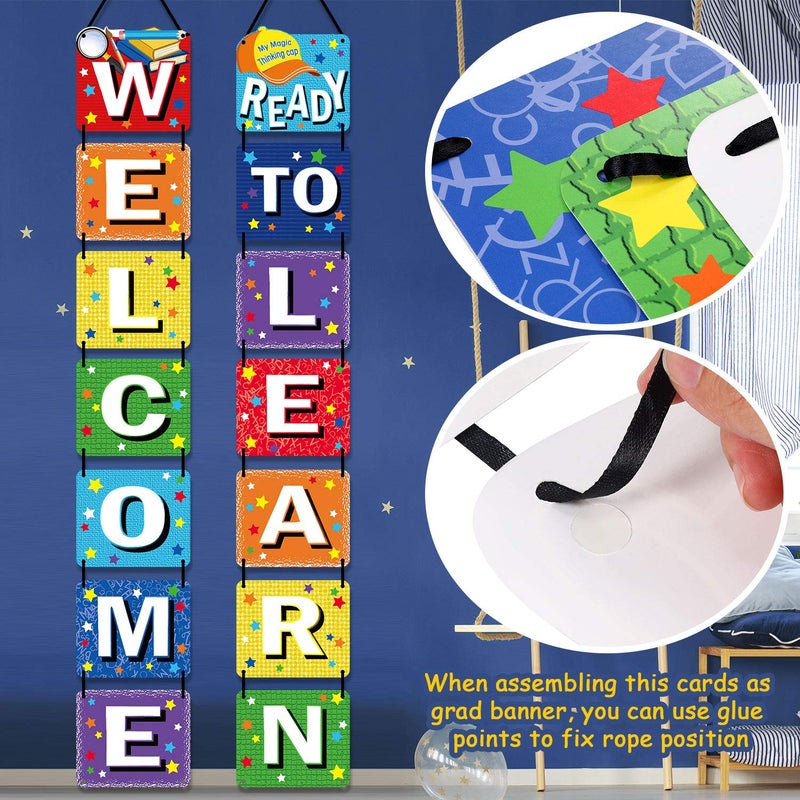 Blulu Back to School Banner Welcome Banner for First Day of School Welcome Ready to Learn Classroom Party Supplies Photo Props for Kindergarten Pre-school Primary High School Classroom Decorations - Image 4