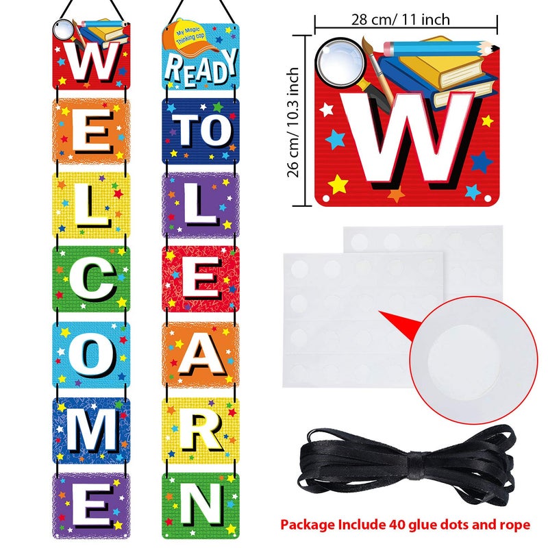 Blulu Back to School Banner Welcome Banner for First Day of School Welcome Ready to Learn Classroom Party Supplies Photo Props for Kindergarten Pre-school Primary High School Classroom Decorations - Image 2