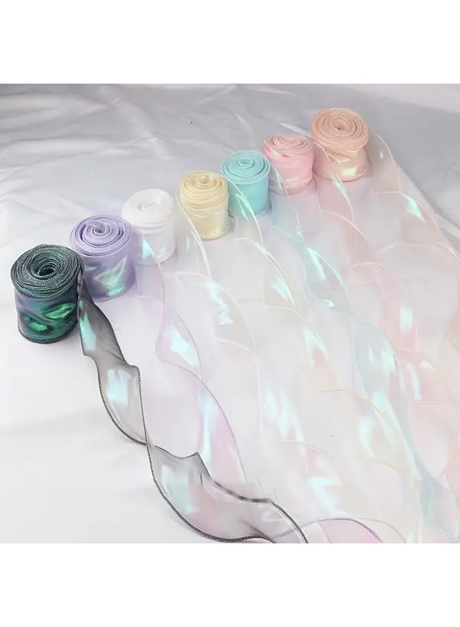 1 Roll 10 Yard Iridescent Mermaid Tail Organza Ribbon 4cm Wide Red Polyester For Wedding Bouquets DIY Bows Gift Wrapping And Wedding Decorations - Image 5