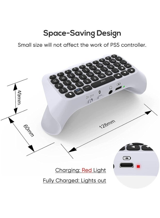 Wireless Keyboard for PS5 Controller, Bluetooth 3.0 Mini Portable Chatpad with Built-in Speaker & 3.5mm Audio Jack - Image 4