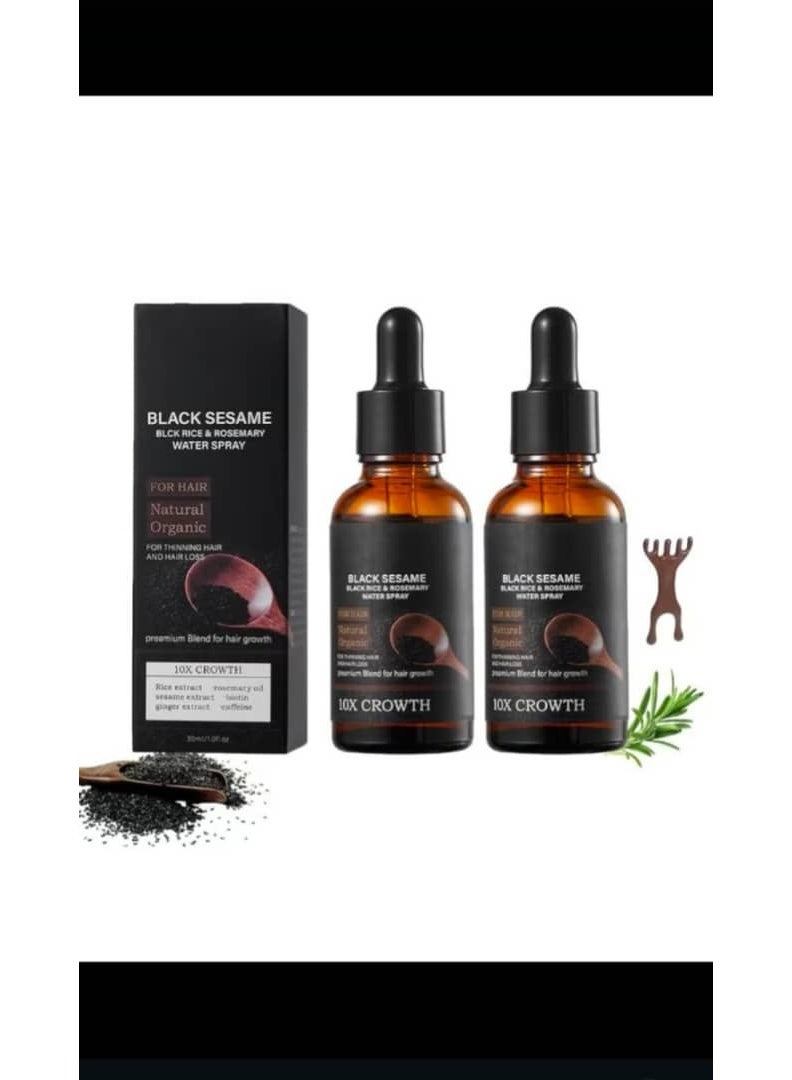 EELHOE 2PCS Black Sesame Hair Growth Serum - Nourishing Black Sesame Oil for Hair - Natural Sesame Seed Oil & Rice & Rosemary Water for Hair Growth - Promotes Thicker, Healthier Hair