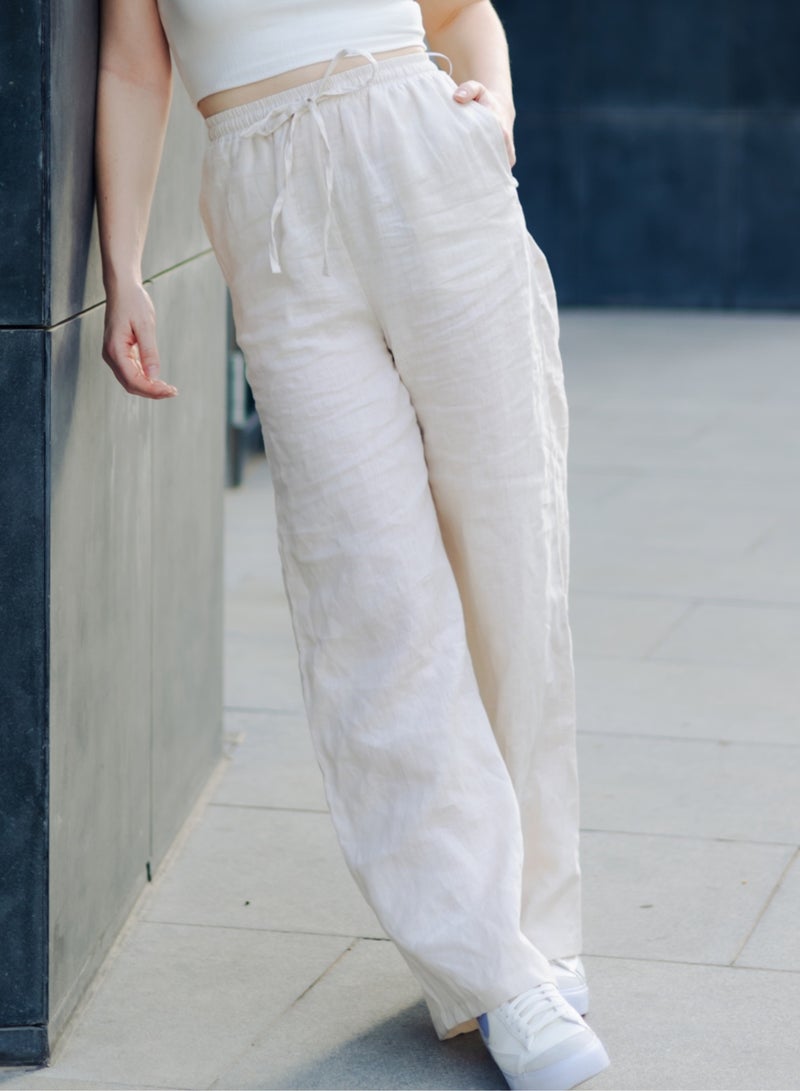 Natural Fashion Linen straight leg trousers  - Image 1