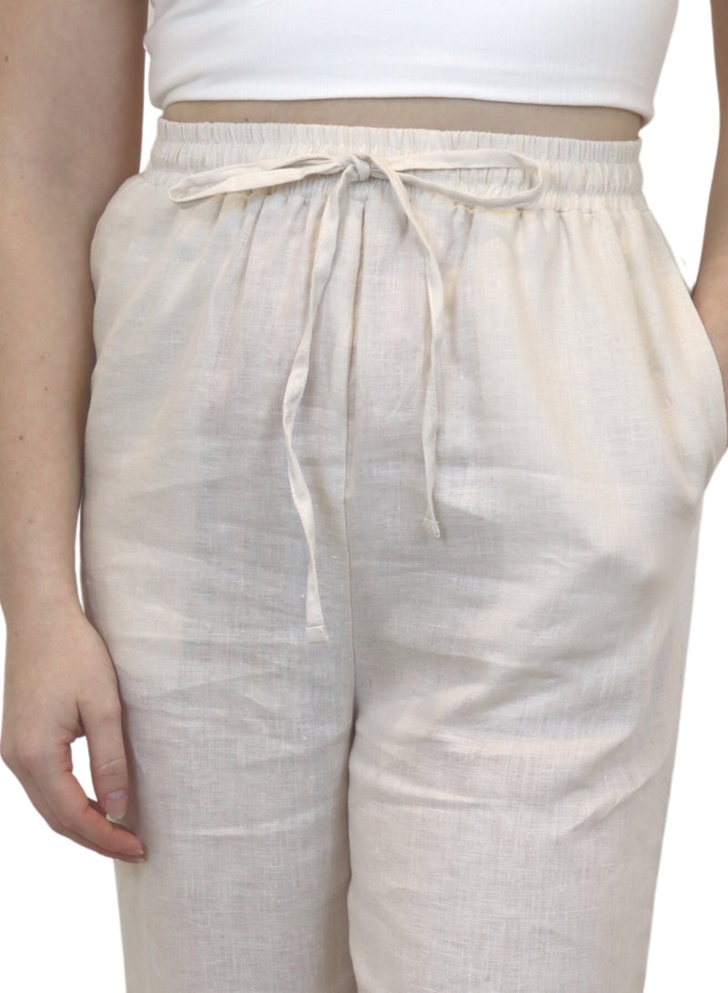 Natural Fashion Linen straight leg trousers  - Image 3