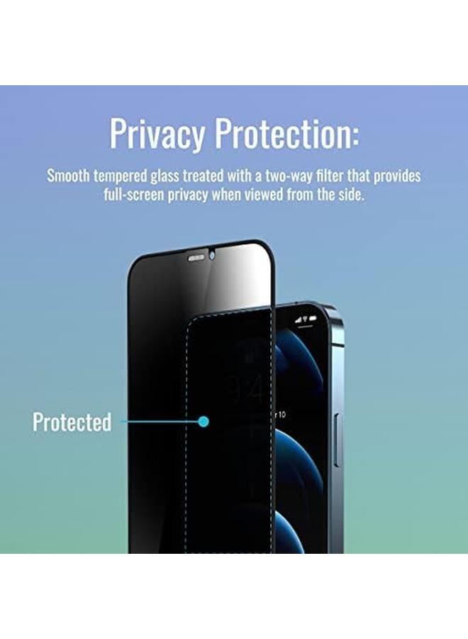 erorex Privacy Glass Screen Protector For Iphone 12 Clear Anti Spy 3D Tempered Glass Screen Guard With Built In Silicone Bumper Aegis I12 - Image 3