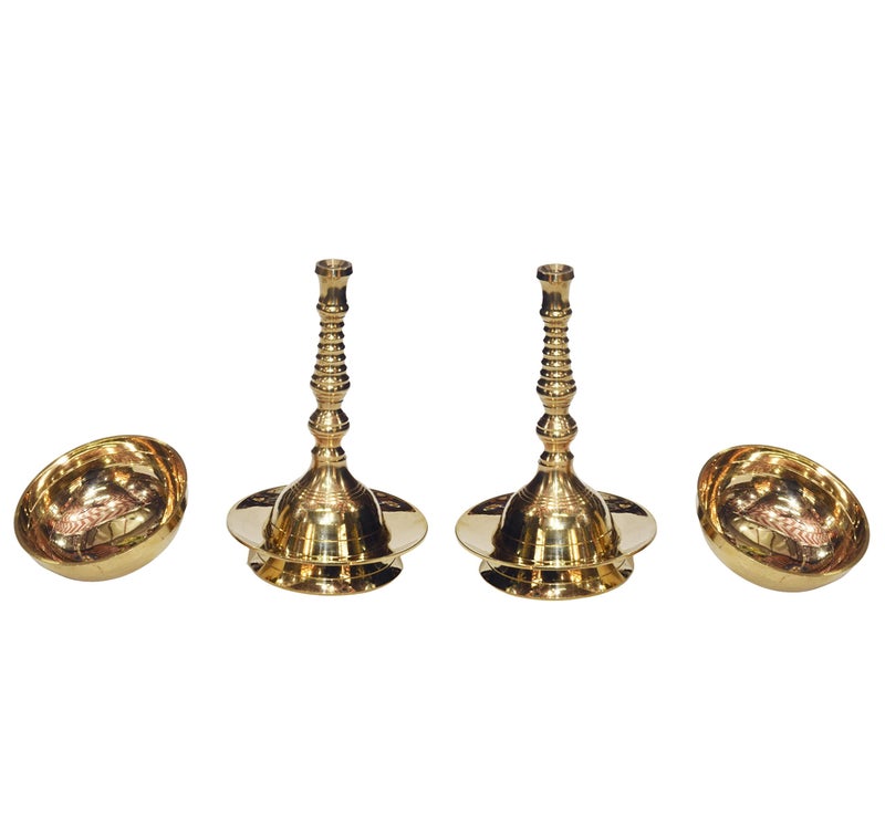 Bhimonee Decor Pure Brass Plain Nanda Bowl Long Table Diya | Traditional Deepak for Pooja, Mandir & Home Temple | Classic Design for Spiritual Rituals | 5.5 Inches, Brass, Pack of 2 - Image 4