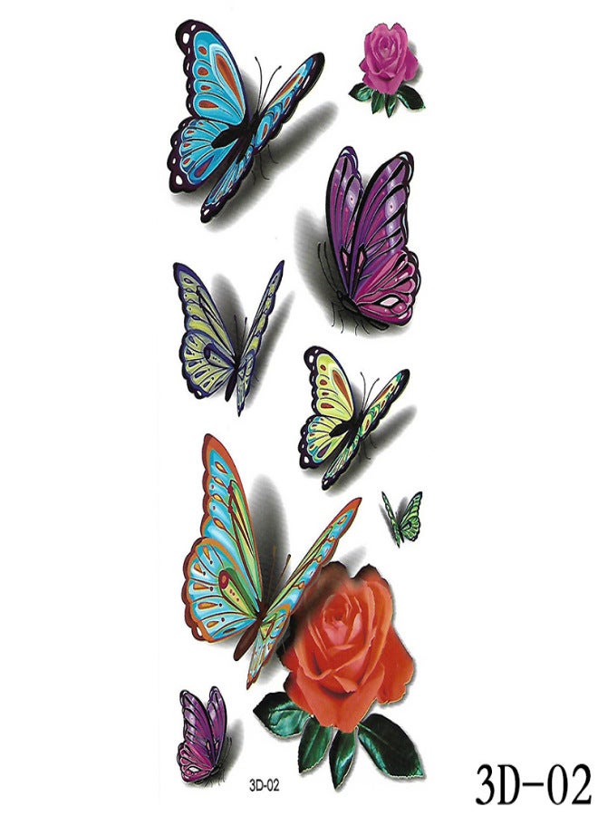 Waterproof 3D tattoo stickers stereo color printing tattoo stickers butterfly flowers animal spot wholesale custom tattoo 3D-002