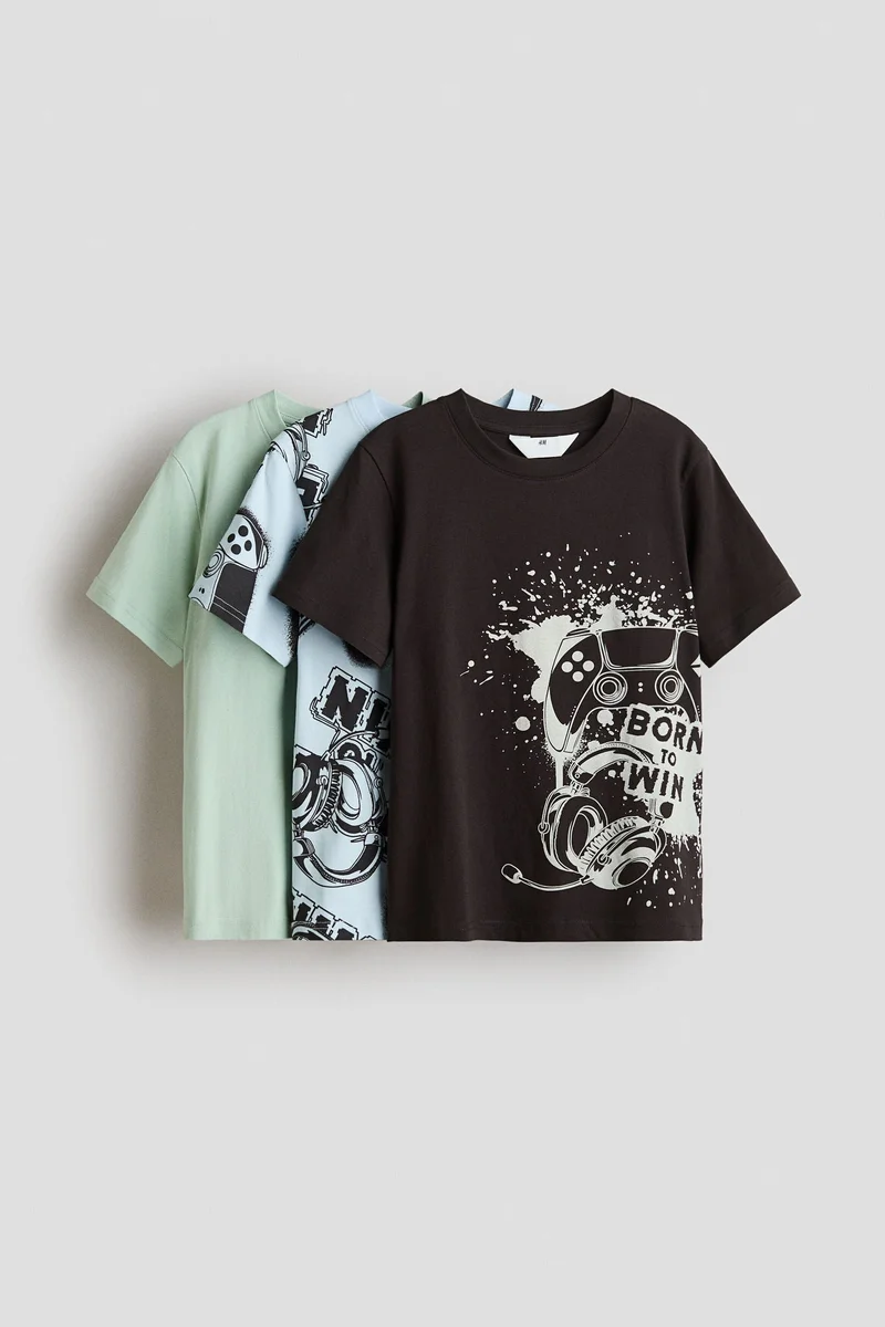 اتش اند ام تي-شيرتات قطنية - عبوة من 3 قطع