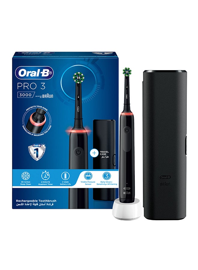 أورال بي Oral B D505.513.3X PRO 3 -3000 فرشاة أسنان كهربائية أورال بي أسود + حافظة سفر - Image 1