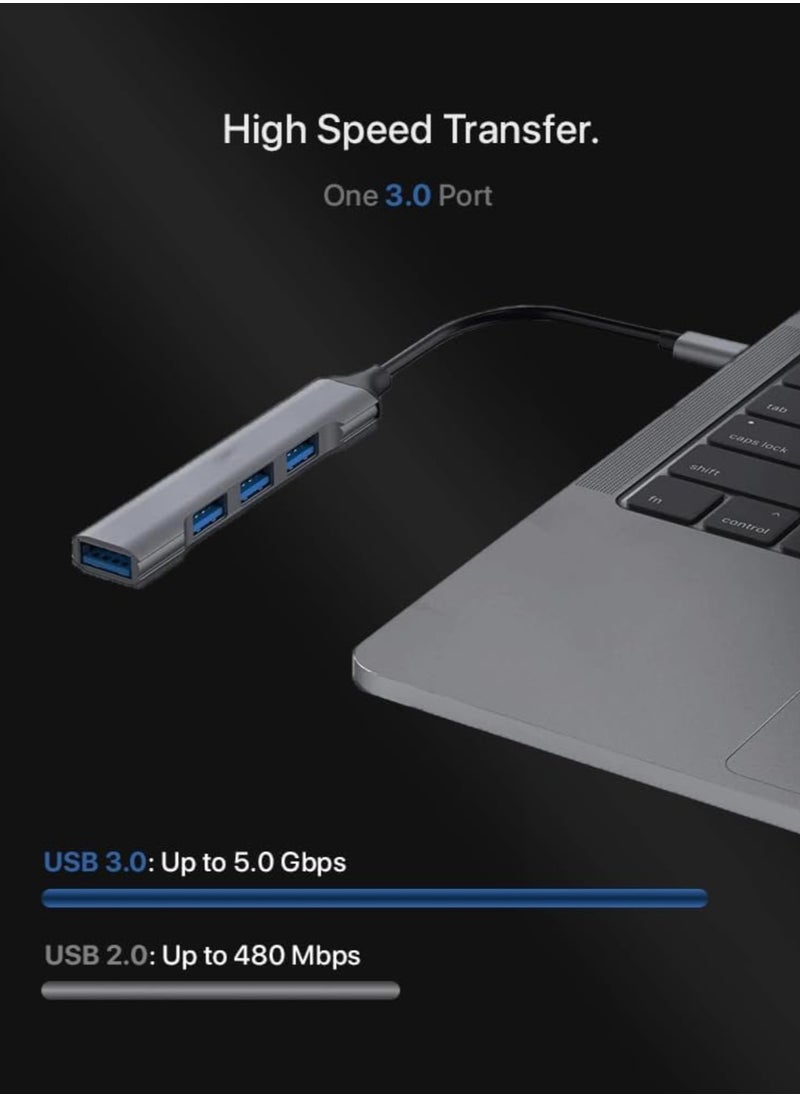 Original USB C Hub 4-in-1 Adapter – Type-C to 4 USB 3.0 Ports, High-Speed Data Transfer, Aluminum Alloy Multiport Extender, Plug & Play for MacBook, Chromebook, PC, and More  - Image 2