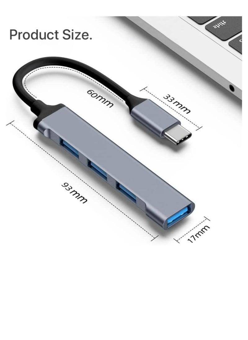 Original USB C Hub 4-in-1 Adapter – Type-C to 4 USB 3.0 Ports, High-Speed Data Transfer, Aluminum Alloy Multiport Extender, Plug & Play for MacBook, Chromebook, PC, and More  - Image 3