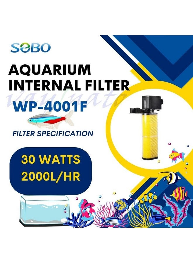 VAYINATO Sobo Wp-4001 Aquarium Internal Filter | Power : 30W | F.Max : 2000 L/H | Upto 3 Ft Tank - Image 4