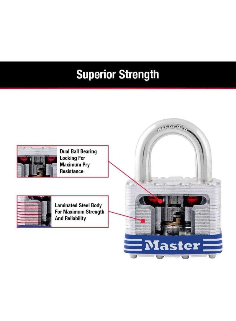 Master Lock 5D Outdoor Padlock with Key, 1 Pack, Silver - Image 4
