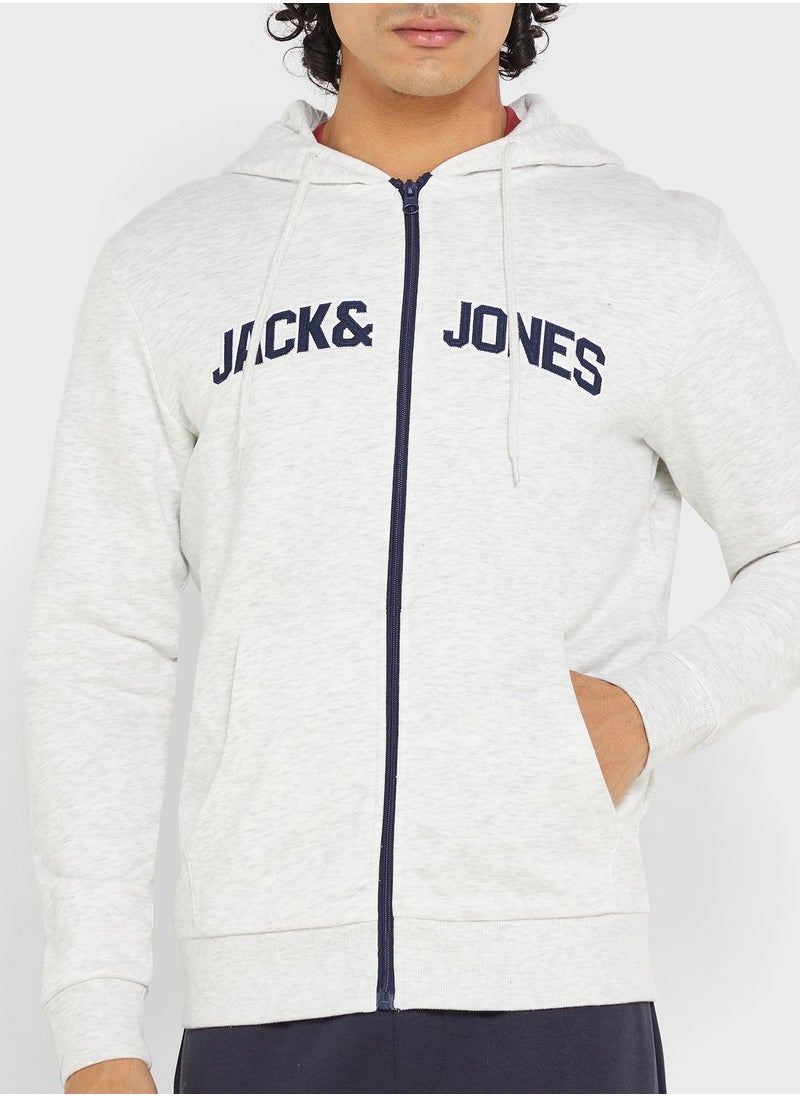 JACK & JONES - Logo Zip Through Hoodie - Image 1