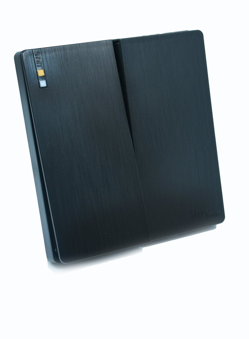 Happy Light Electric wall switch, Double button, tripartite line,Black, piano design - Image 1