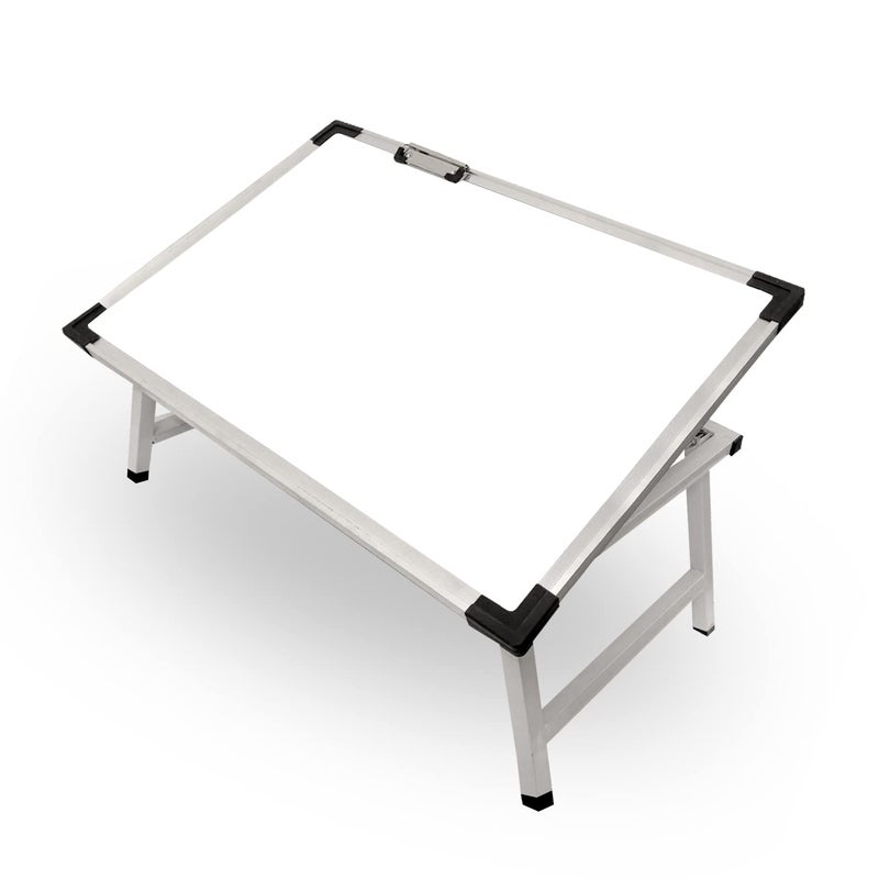 Wishing Clouds Wishing Clouds Aluminum Multi Purpose White Board Study Table For KidsPortableFoldable Laptop Study Writing Bed Breakfast Tray Table For Kids With Paper Holding ClipSize60X40X25 CmPowder Coated 