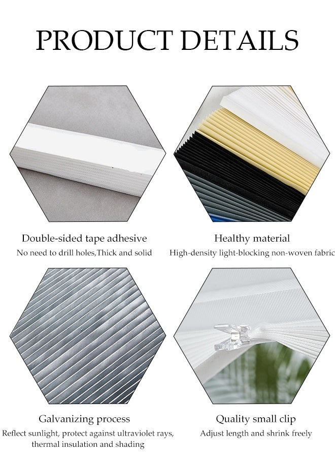DUNISO 2 Pieces of Pleated Window Shades，Cordless Blackout Pleated Fabric Shade，Self Adhesive Heat Insulation Window Shades Curtains，Can Be Cleaned and Trimmed，Easy to Install，for Bedroom, Bathroom, Living Room，Balcony, Restaurant(120*150CM) - Image 3