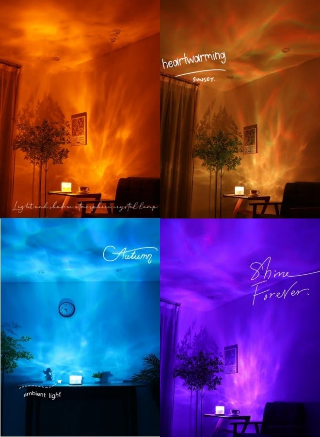 أفضل ذروة مصباح ليلي مموج مائي مكون من 16 لونًا، مصباح جو رومانسي بجانب السرير، هدية، مصباح إسقاط سماء مرصعة بالنجوم - Image 2