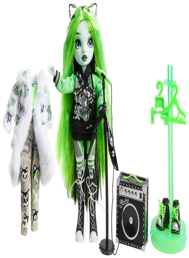 RAINBOW HIGH Rainbow Vision Shadow High Neon Shadow- Harley Limestone (Neon Green) Posable Fashion Doll. 2 Designer Outfits to Mix & Match, Rock Band Accessories Playset, Great Toy Gift Kids 6-12 Years & Collector - Image 3