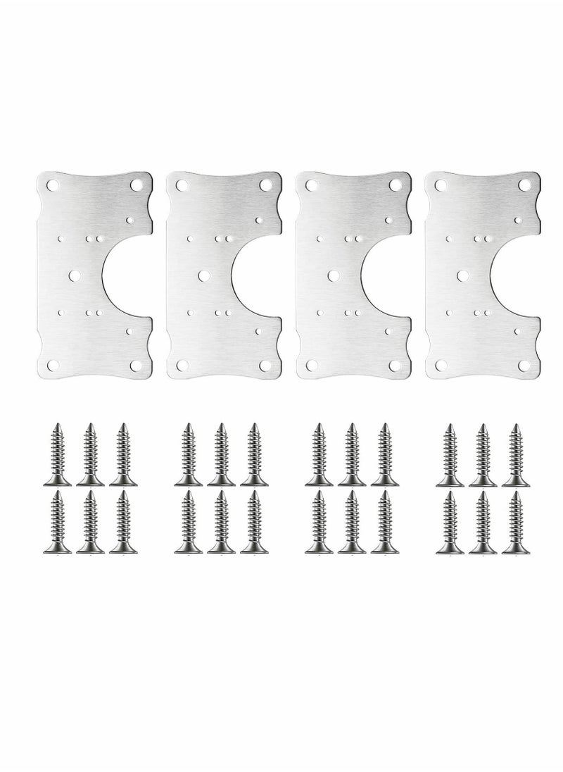 Y&D - Cabinet Hinge Repair Plate, Stainless Steel Kits with Mounting Screws Wooden for Protecting Furniture and Kitchen Cabinet(4 Half Hole) - Image 1