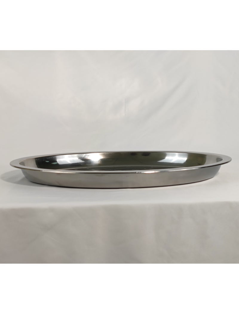 HTH 1 Piece Polished Stainless Steel Tray Food Serving Tray for Biryani Mandi Arabic Food Large Dinner Plate 45/50/55/68 cm  - Image 2