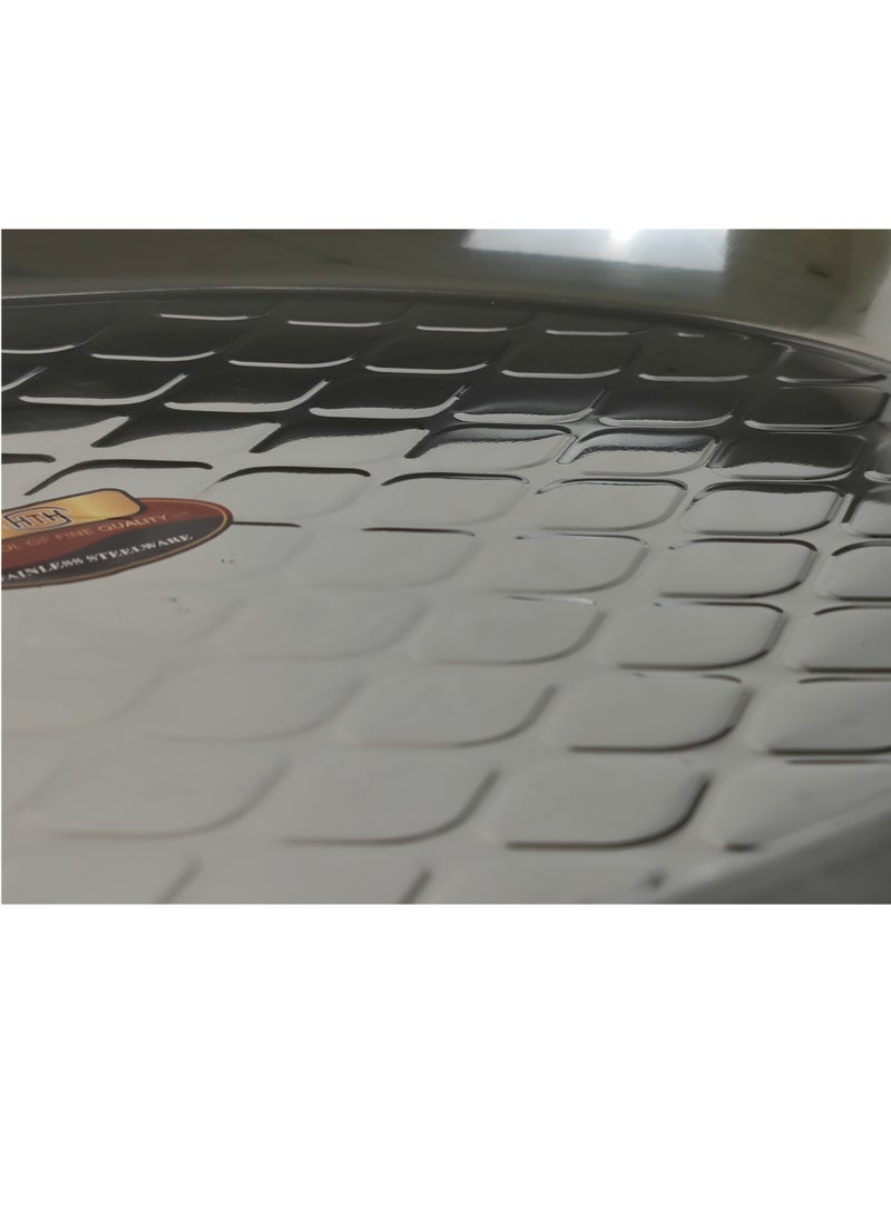 HTH 1 Piece Polished Stainless Steel Tray Food Serving Tray for Biryani Mandi Arabic Food Large Dinner Plate 45/50/55/68 cm  - Image 4