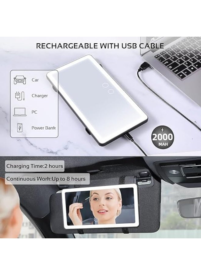 Modes & 80 LEDs,Rechargeable Car Makeup Mirror - Dimmable Touch Control,Car Light Up Mirror Universal for Car Truck SUV - Image 4