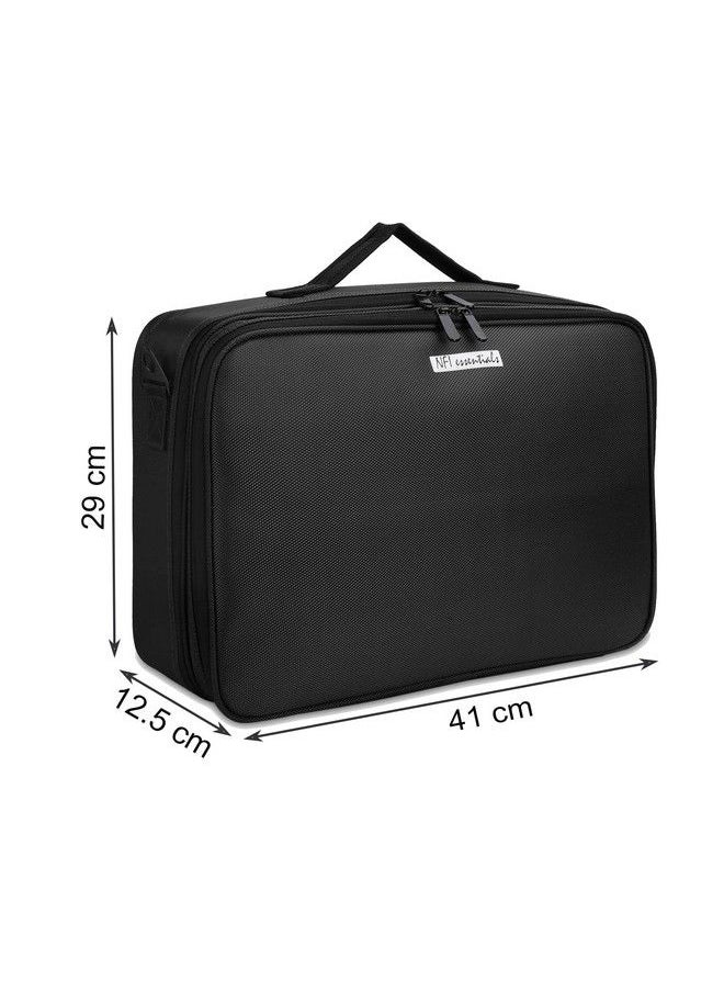 NFI essentials 3 Layers Large Makeup Storage Organizer With Adjustable Compartment Black  - Image 4