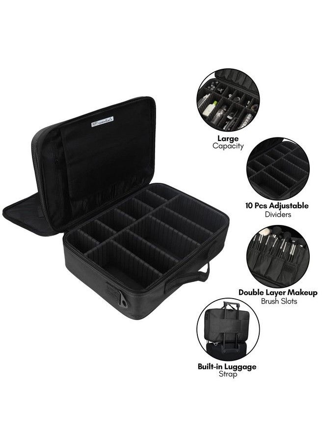 NFI essentials 3 Layers Large Makeup Storage Organizer With Adjustable Compartment Black  - Image 5