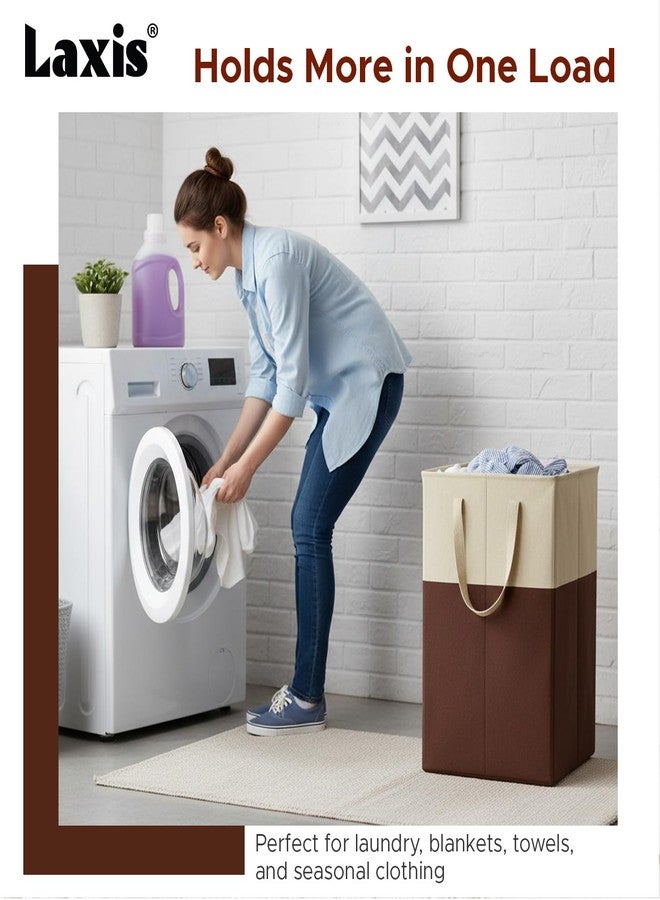 LAXIS® 75L Laundry Bag for Clothes with Lid, Large Dirty Clothes Laundry Basket & Cloth Storage Bin, Used Clothes Organizer, Multipurpose Laundry Basket for Bedroom & Bathroom - Brown - Image 3
