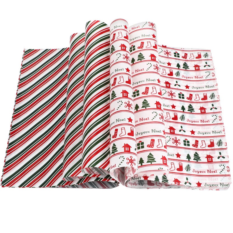Clabby 200 Pcs Christmas Food Wax Paper Sheets Food Basket Liners Sandwich Picnic Wrapping Paper Parchment Striped Christmas Pattern Greaseproof Wrapping Tissue for Kitchen Handmade
