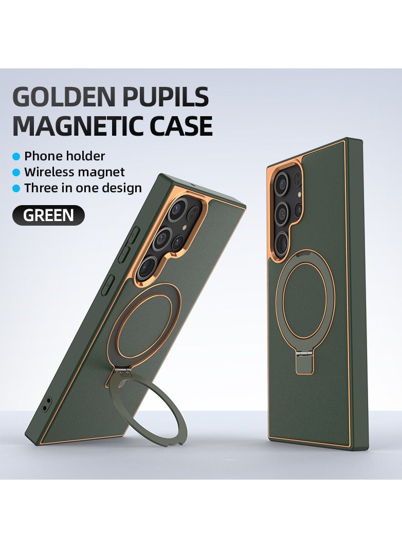كولور فانس حافظة هاتف مغناطيسية مناسبة لهاتف سامسونج جالاكسي S23 الترا مع غطاء غطاء أخضر اللون بوظيفة الحامل - Image 1