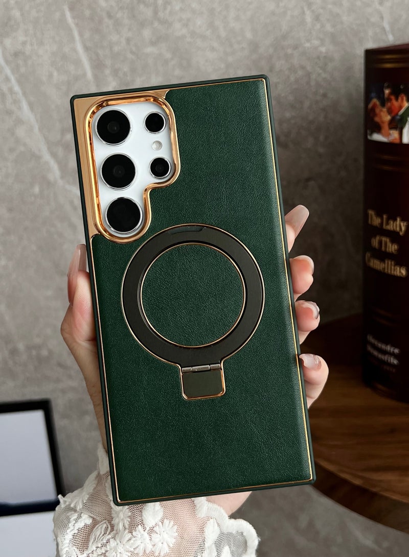 كولور فانس حافظة هاتف مغناطيسية مناسبة لهاتف سامسونج جالاكسي S23 الترا مع غطاء غطاء أخضر اللون بوظيفة الحامل - Image 2