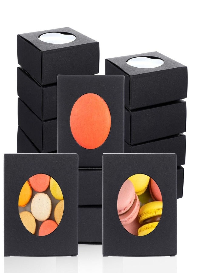 xozeooeu 150 Pcs Black Soap Boxes with Round Window - 3x3x1.2 Inch Gift Boxes for Candy, Cookies, Jewelry & Party Favors - Image 1