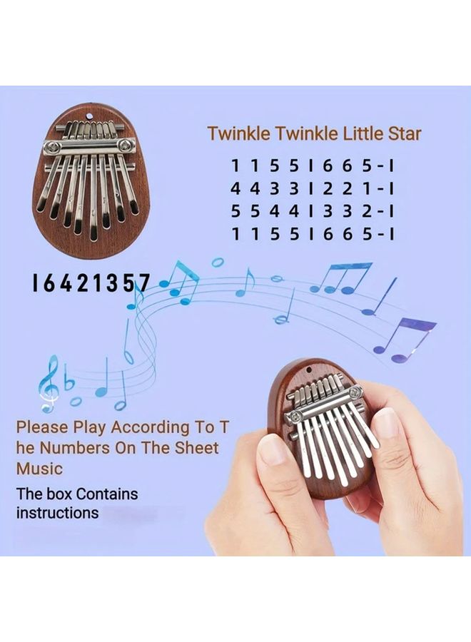 Handmade Square 8 Key Thumb Piano Portable Mini Solid Wood Finger Harp Beginner Instrument - Image 3