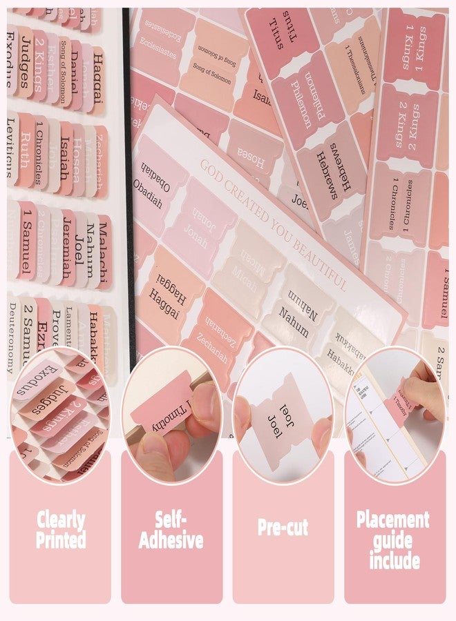 Cerpourt Bible Tabs for Women and Men 75 Tabs,Bible Tabs for Kids, Pink Bible Tabs,Bible Book Tabs,Bible Tabs for Study Bible, Bible Index Tabs,Bible Study Supplies - Image 4