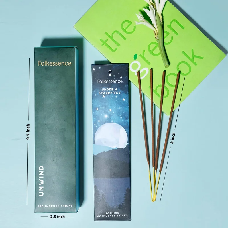 Folkulture Folkulture Incense Sticks - Set of 6 Incenses (120 Sticks) for Relaxation - Balsam Cedarwood, Jasmine, White Woods & Oud, Ocean Salt, Pumpkin Spice, Peppermint